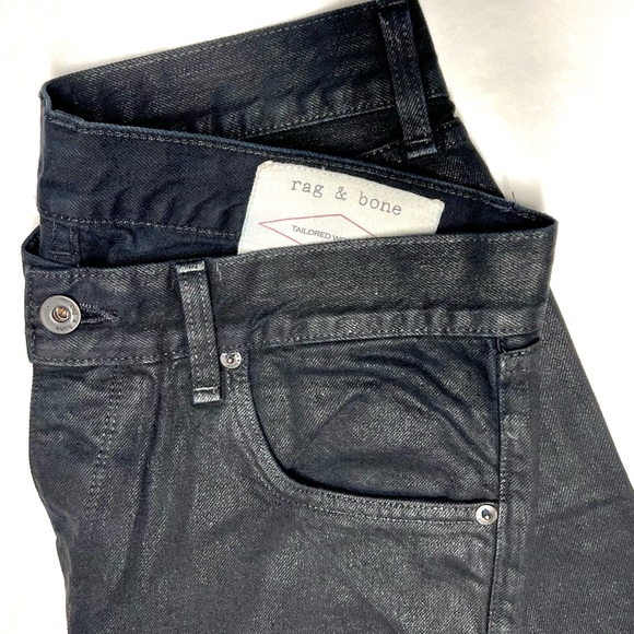 Rag & Bone Waxed Tailored Workwear Coated  Skinny Button Fly Straight Leg - Picture 6 of 8
